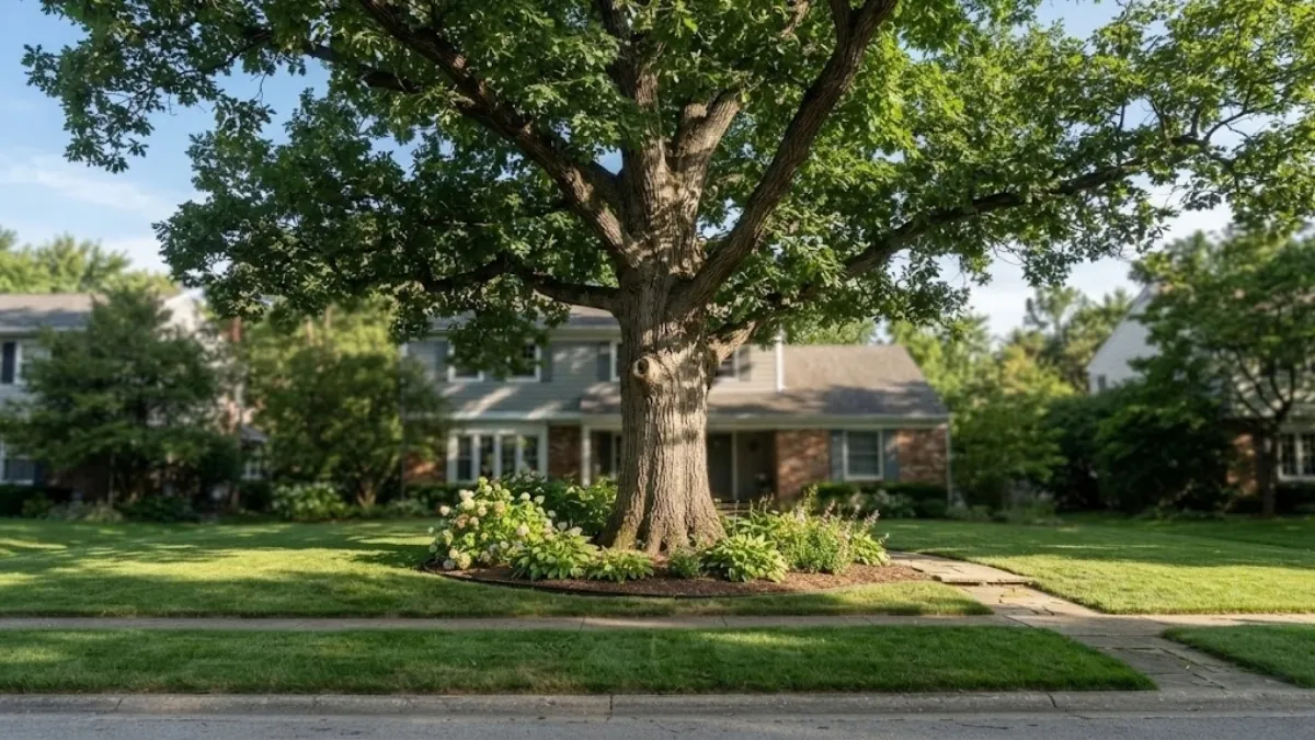 Mature oak over a sewer lateral in a Roswell, GA neighborhood