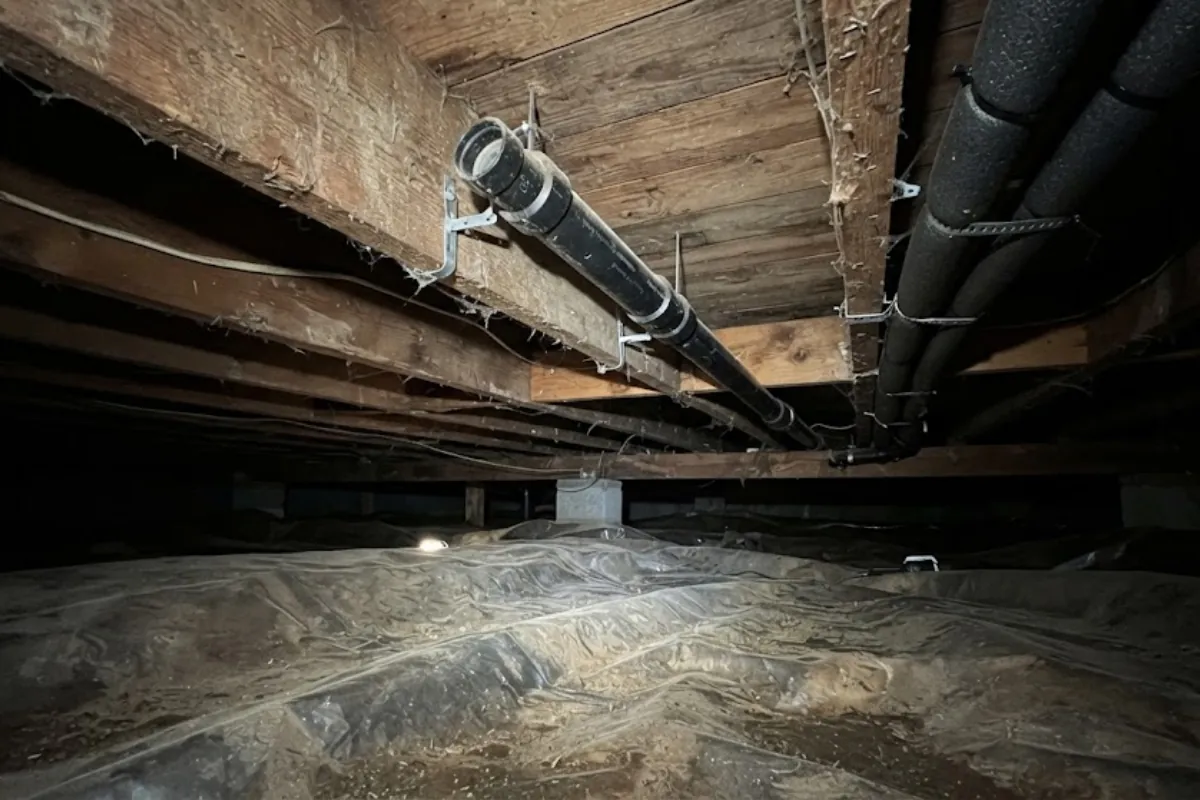 Insulated plumbing lines in a Roswell, GA crawl space