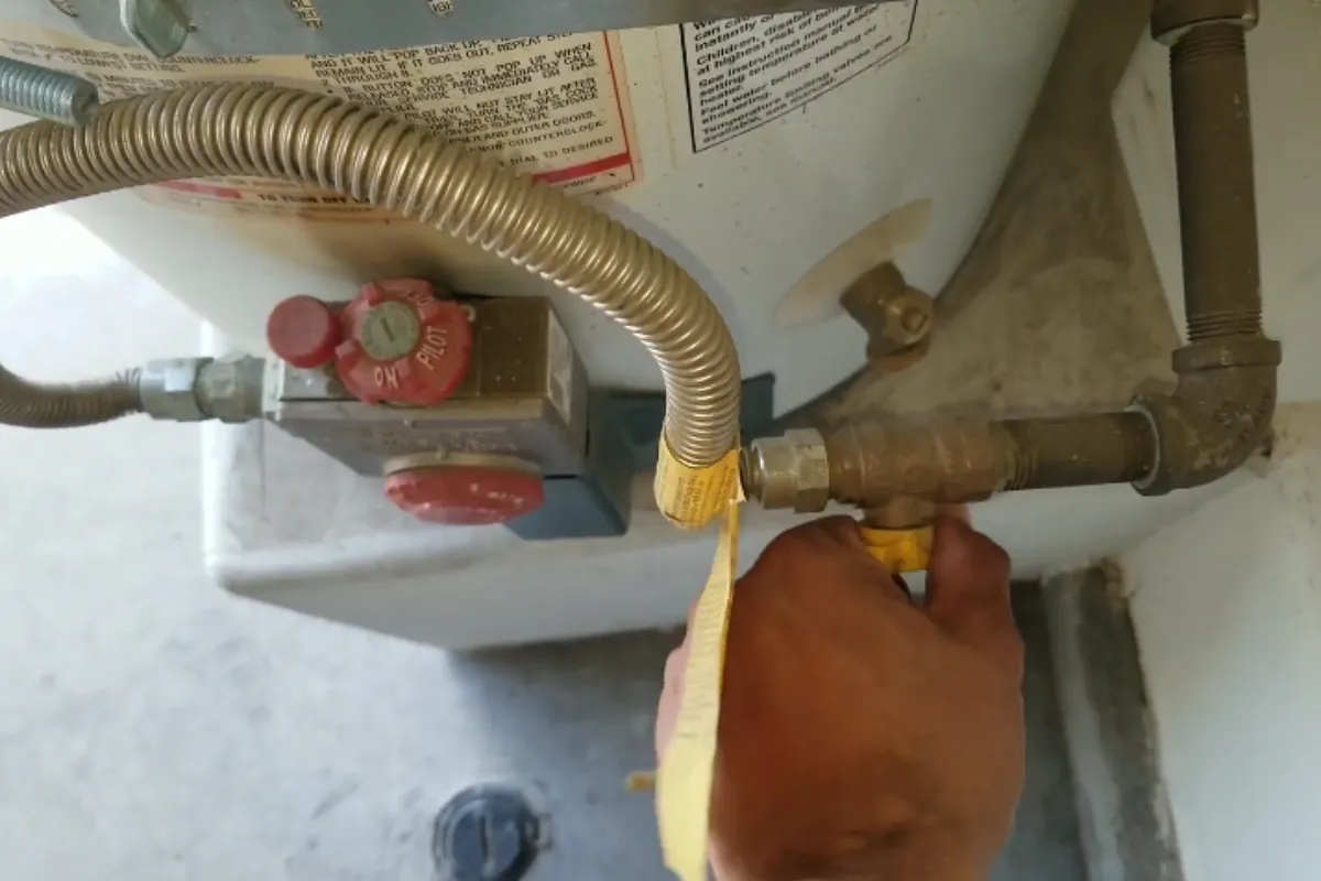 Gas line with shutoff valve and sediment trap installed in a Roswell, GA home