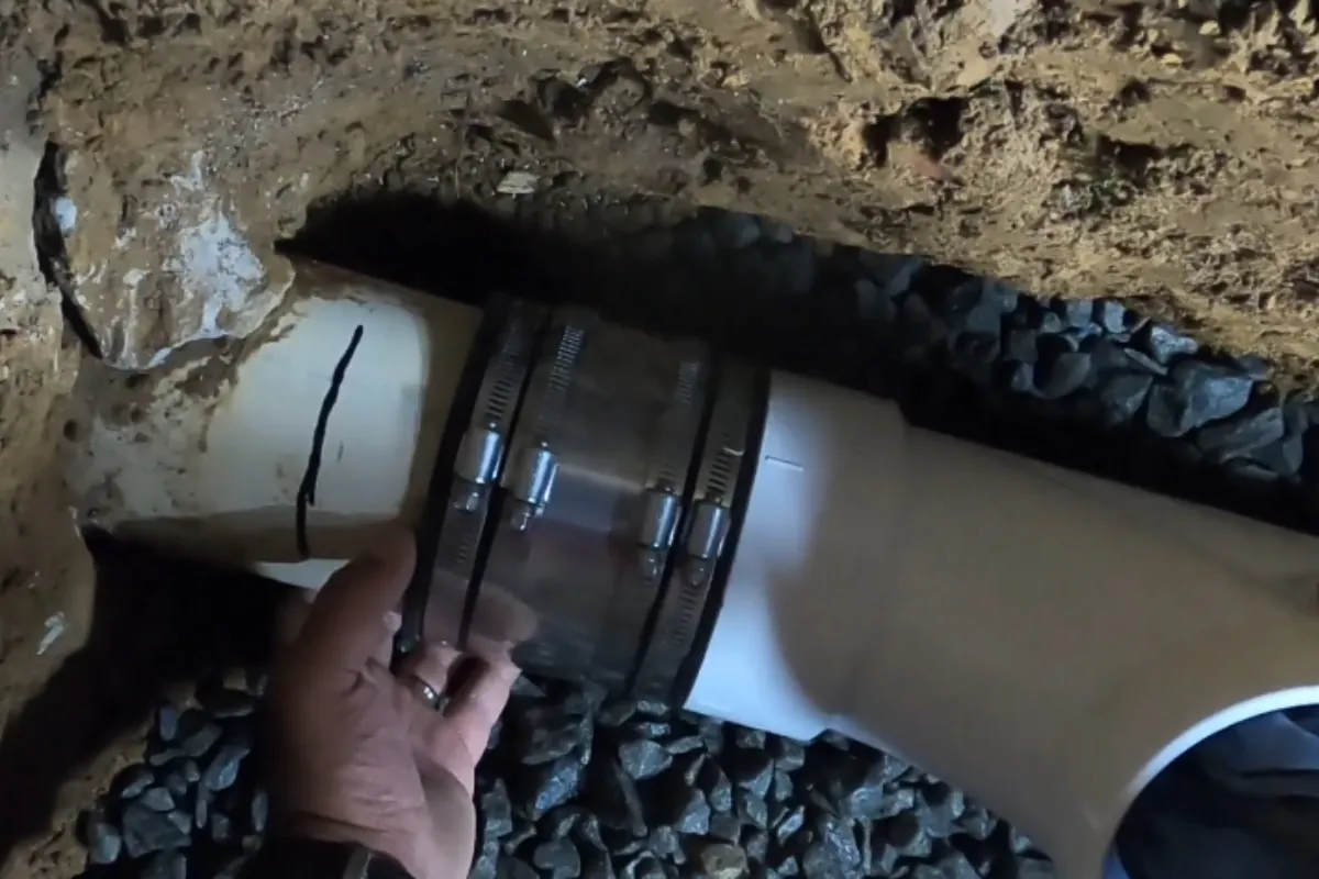 Spot repair of a cracked sewer lateral in a Roswell, GA yard