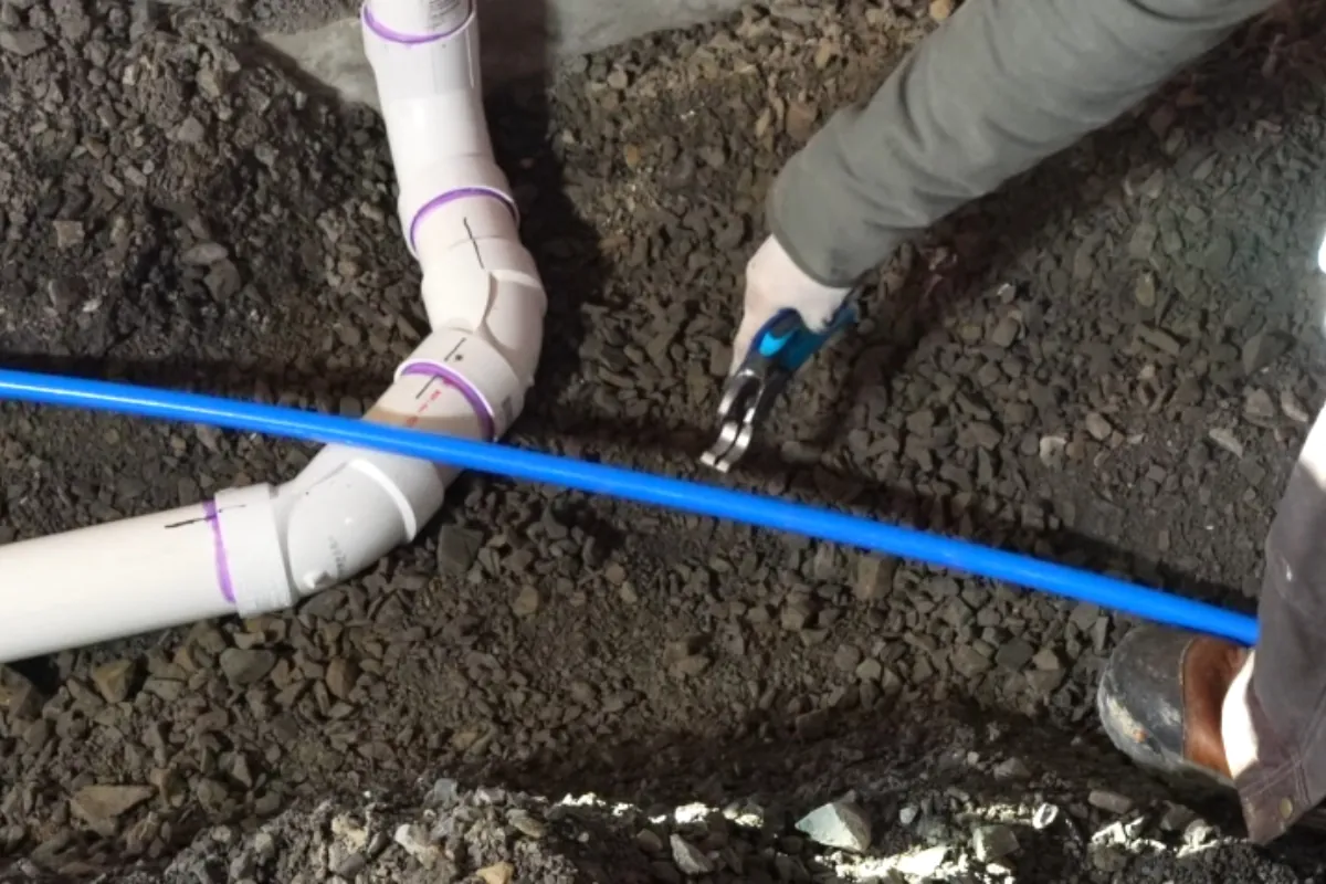 New water service line being installed from the meter to a Roswell, GA home